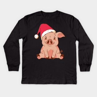 Christmas Pig Kids Long Sleeve T-Shirt